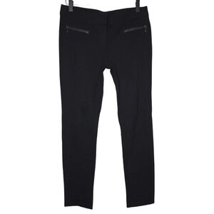 PAIGE Womens Black Los Feliz Ponte Knit Leather Trim Super Peg Pants Size 27